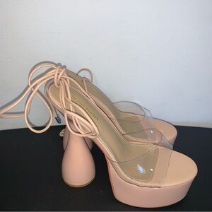 Fashion Nova Nude Always In The Spotlight Extreme Platform Heels Women’s Size 10